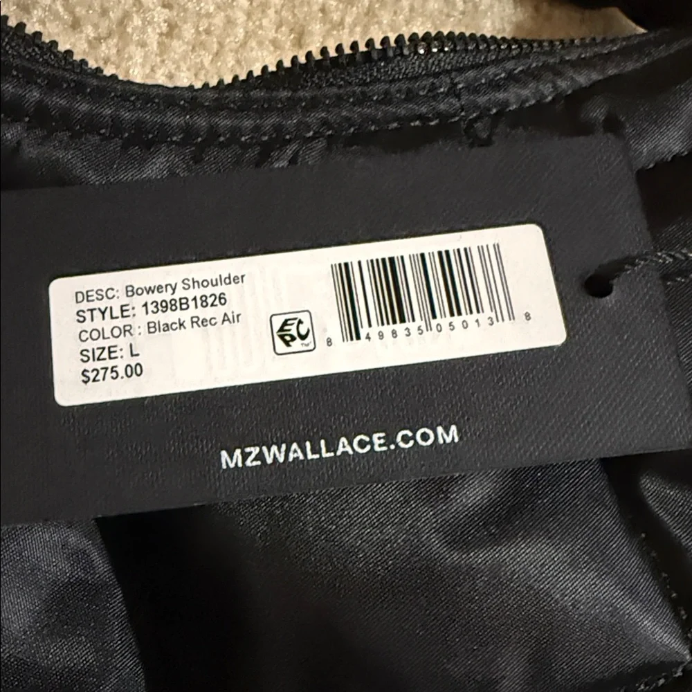 MZ Wallace Quilted Black Nylon Hobo with Silver Chain Accent